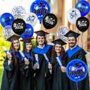 Blue and Black Graduation Balloons Graduation Decorations 2026, 51Pcs Grad Latex Balloons and Grad Foil Balloon with Confetti Ribbons Grad Party Decorations for College High School