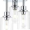 Chrome Semi Flush Mount Ceiling Light, Modern 3-Light Glass Ceiling Light Fixture, 11.2'' Ceiling Lamp for Kitchen, Bedroom, Hallway, Entryway