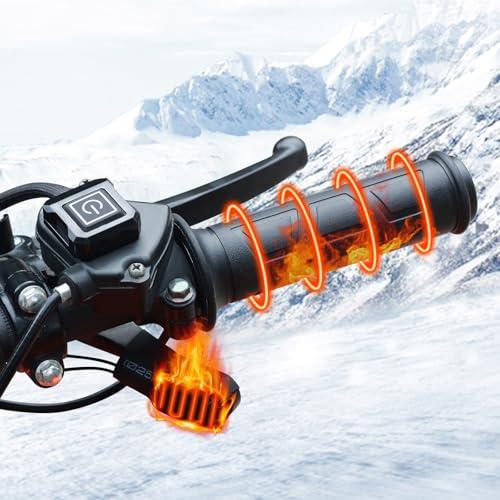 Heated Grips, ATV Heated Grips with Thumb Warmer, Hand Warmers IP67 Waterproof, 3-Level Adjustable Temperature & 50°C Auto-Standby, Universal for 12V 22mm ATV Motorcycle Handlebar Gear