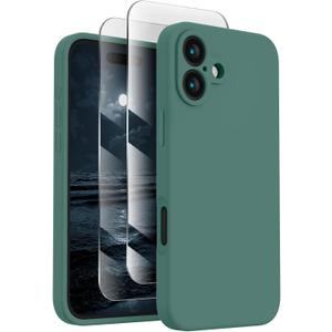 FireNova Designed for iPhone 16 Case, Silicone Upgraded [Camera Protection] Phone Case, Soft Anti-Scratch Microfiber Lining Inside, 6.1 inch, Midnight Green