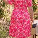 RITERA Plus Size Dresses for Curvy Women Boho Summer Midi Dress Sweetheart Neck Short Sleeve Dresses Empire Waist with Pocket,5XL