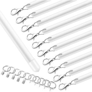 Shimeyao 10 Pack 46 Inch Acrylic Curtain Pull Wands Drapery Pull Rod White Versatile Fiberglass Blinds Wand Kits with Rings and Hooks for Opening Closing Curtains Homes Offices Window Opener
