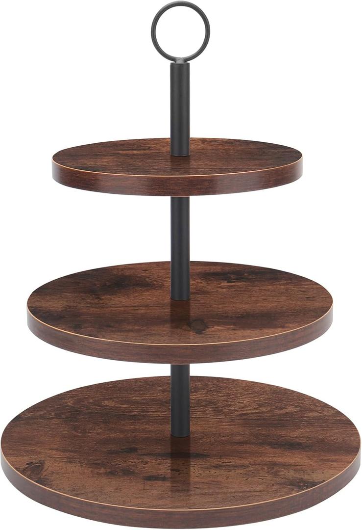 3 Tier Cupcake Stand, Large Tiered Serving Tray Cupcake Tower, Wood Veneer Serving Stand Display Dessert Cookie Candy Buffet Holder for Home Tea Party, Wedding, Farmhouse, Kitchen Decor-8"x10"x12"