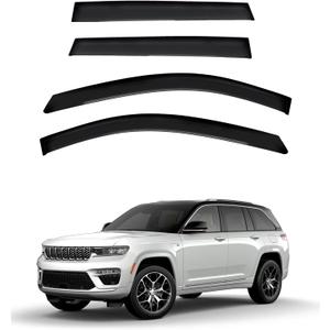 Window Visors, Vent Deflectors, Smoke, Outside-Channel Fits for Fits 2014-2023 Jeep Cherokee (4pcs/Set)