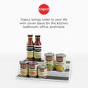 Copco Non-Skid 3-Tier Spice Rack Organizer for Cabinet - 10 Inch Kitchen Pantry Organizer with Raised Rims, White and Gray Step Shelf for Spices, Cans, Jars - Easy Clean Storage Solution