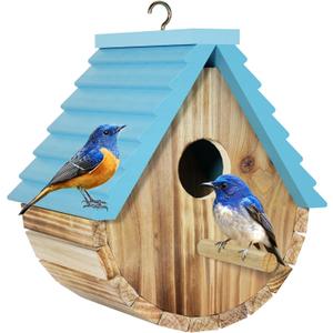 Bird House, Auslar Wooden Bird Houses for Outside, Birdhouse for Outdoors, Hanging Bluebird House for Cardinals Finch Wren Swallow for Garden Viewing