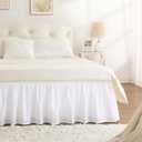 RIMELA White Bed Skirt Full Size 12 Inch Drop, Elastic Bed Skirting for Bed Base and Frame, Bedding Dust Ruffle Easy to Install, Lightweight Comforter Set with Wrap Around Adjustable Bedskirt