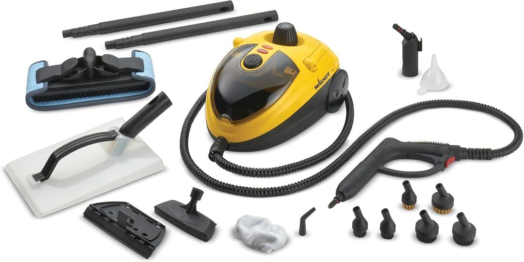 Wagner Spraytech 915e On-Demand Steam Cleaner & Wallpaper Removal, Multipurpose Power Steamer, 18 Attachments Included (Some Pieces Included in Storage Compartment) For Floor