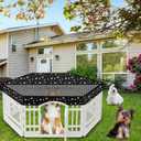 Dog Playpen Top Cover with Half Mesh Provide Shade Fits 36"w 24"h 6 Panels Regular Hexagonal Plastic Exercise Pet Pen, Breathable Dog Crate Puppy Play Pen Cover, Playpen Not Included(Black)