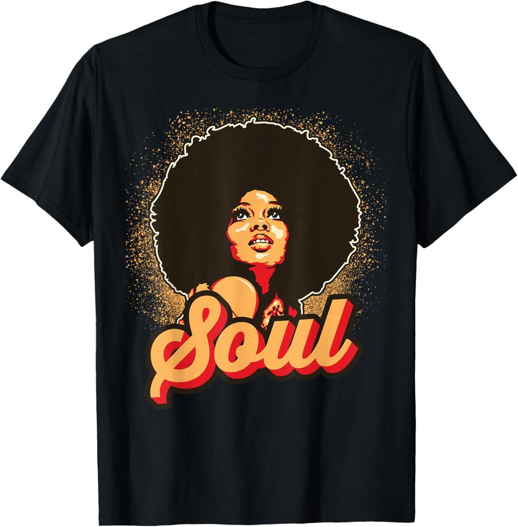 70s Funk Afro Women Soul Retro Vintage Style Graphic T-Shirt, Small