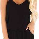 RAISEVERN Womens Romper Summer Casual Short Jumpsuit Adjustable Spaghetti Straps Sleeveless Cami 2025 Rompers with Pockets (Large, Style 14 Black)