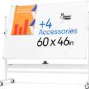 Rolling Dry Erase Board 60 x 46 - Large Portable Magnetic Whiteboard with Stand - Double Sided Easel Style Whiteboard with Wheels - Mobile Standing White Board for Office, Classroom & Home