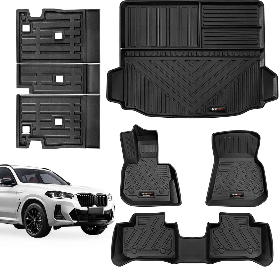 Custom Fit Floor Mats & Trunk Cargo Liner & Backrest Mat for 2018-2024 BMW X3 G01 All Weather TPE Rubber Protection Mat Upgrade Material