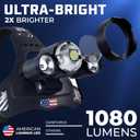 DanForce Headlamp. USB Rechargeable LED Head Lamp. Ultra Bright LUMINUS 1080 Lumen Headlamp Flashlight + Red Light. Head Lamps for Adults, Camping, Outdoors & Hard Hat Light. Zoomable IPX54 Headlight
