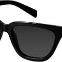 mosanana Trendy Small Cat Eye Polarized Sunglasses for Women Retro Square Narrow Skinny Sun Glasses MS52358 (C1-black)
