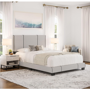 Boyd Sleep Lucena Platform Bed Frame, Linen, White, Queen