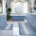 BSICPRO Bathroom Rugs and Mats Sets, 2 Piece Thick Absorbent Chenille Bath Mat Rug Set Non Slip, Soft Shaggy Bath Room Floor Mats for Bathroom, Machine Washable (Sky Blue, 20" x 60" Plus 20" x 32")