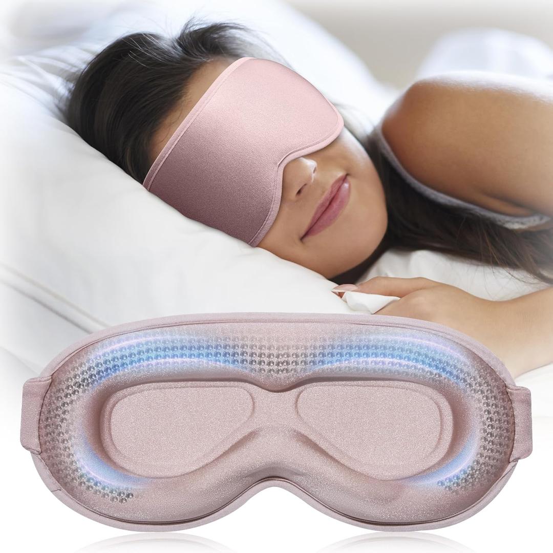3D Weighted Sleep Mask for Women: 100% Light Blocking - Night Shift Nurse Essentials, Road Trip Travel & Long Flight, College Dorm Essentials for Girls - Lash-Friendly, Zero Eye Pressure, Pink
