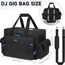 Large DJ Cable Bag with 16" Laptop Compartment & Mic Pockets, Professional DJ Equipment & Accessories Organizer Bag with 7 Adjustable Dividers, DJ Gig Bags for Musicians, Travel, Hard Bottom, Blue