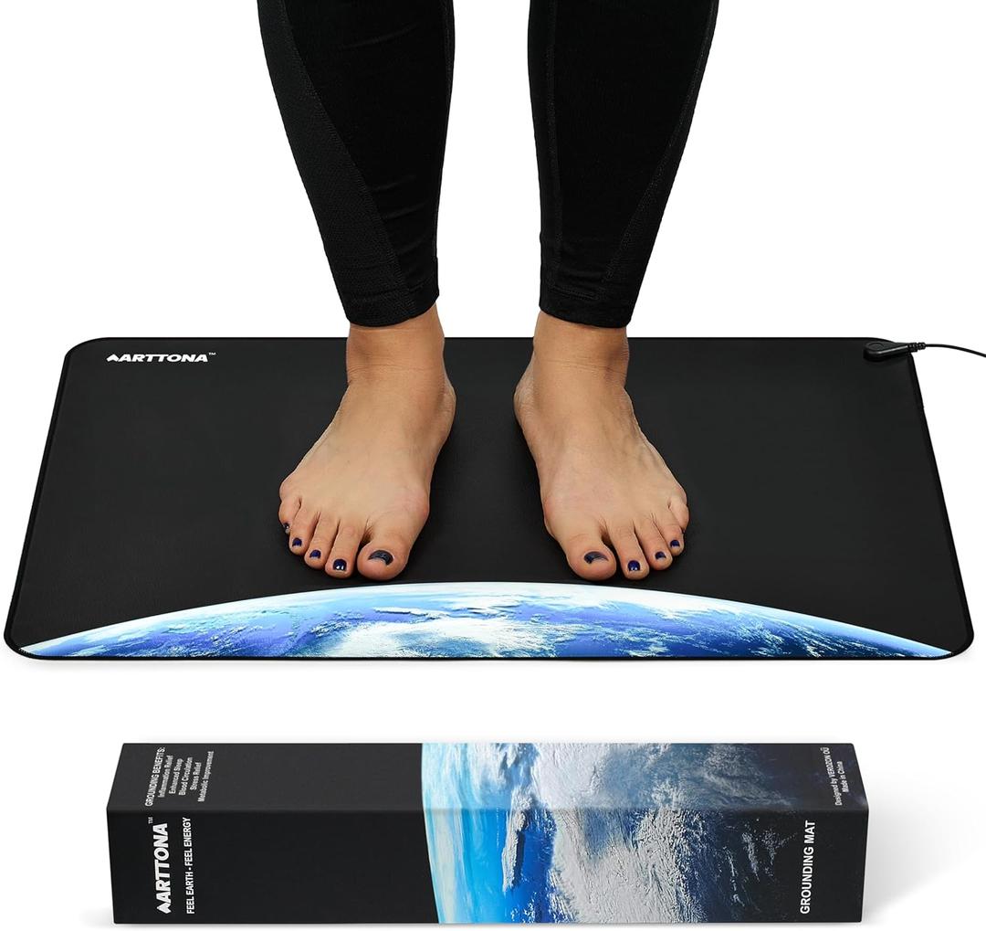 Grounding Mat for Daily Comfort & Balance - Grounding Mat for Feet, Desk, Bed & Floor - Durable, Eco-Friendly Material - 24x16 inches Earthing Mat Includes 15ft Grounding Cord