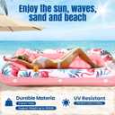 Tanning Pool Floats for Adults with Cup Holder & Pillow, Thick UV-Resistant PVC Portable Float for Backyard, Pool, Lake - Compact Design, Easy Inflation, Durable for Tanning & Relaxation (Extra Large, Pink)