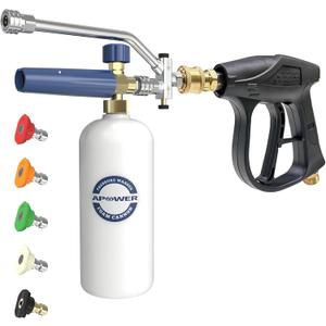 Foam Cannon Dual Connector for Pressure Washer, Double Tip Attachment for Soap Cannon, Pressure Washer Gun and 7 Power Washer Sprayer Nozzles Tips for Car Wash Kit