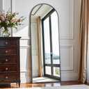 OGCAU Full Length Mirror, 58"x18" Arched Full Body Mirror, Hanging, Leaning or Standing, Wall Mounted for Bedroom Living Room, Black