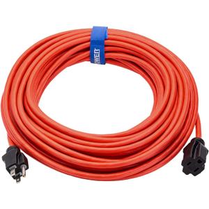 Clear Power 50 ft Outdoor Extension Cord 16/3 SJTW, 3-Prong Grounded Plug, Orange, Water & Weather Resistant, Flame Retardant, General Purpose Power Cord for Lawn & Garden, DCOC-0117-DC