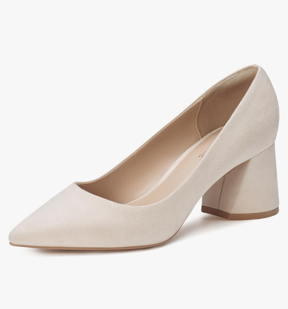 ALICEPUB Nude Suede Heels for Women Closed Toe Chunky Block Comfy Pumps, Womens Formal Shoes Evening Shoes Wedding Guest Shoes, Business Casual Shoes Professional Office Shoes Work Heels, Size 8
Size 8