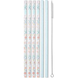3 x Swig Life Reusable Straw Set with Cleaning Brush, Scrub Life | Reusable Straw Set - Cleaning Brush Included - 14 Inch Long - Accessories for Cups & Mugs