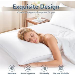 CozyLux Pillows Queen Size Set of 2, Hotel Quality Bed Pillows for Sleeping 2 Pack, Cooling Pillows for Side Back and Stomach Sleepers, Down Alternative Luxury Soft Supportive Fluffy Pillows (18x28)