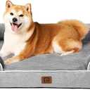 EHEYCIGA Orthopedic Dog Beds for Large Dogs, Waterproof Memory Foam Large Pet Bed with Sides, Non-Slip Bottom and Egg-Crate Foam Dog Couch Bed with Washable Removable Cover, Grey (35.0"L x 22.0"W x 6.5"Th)