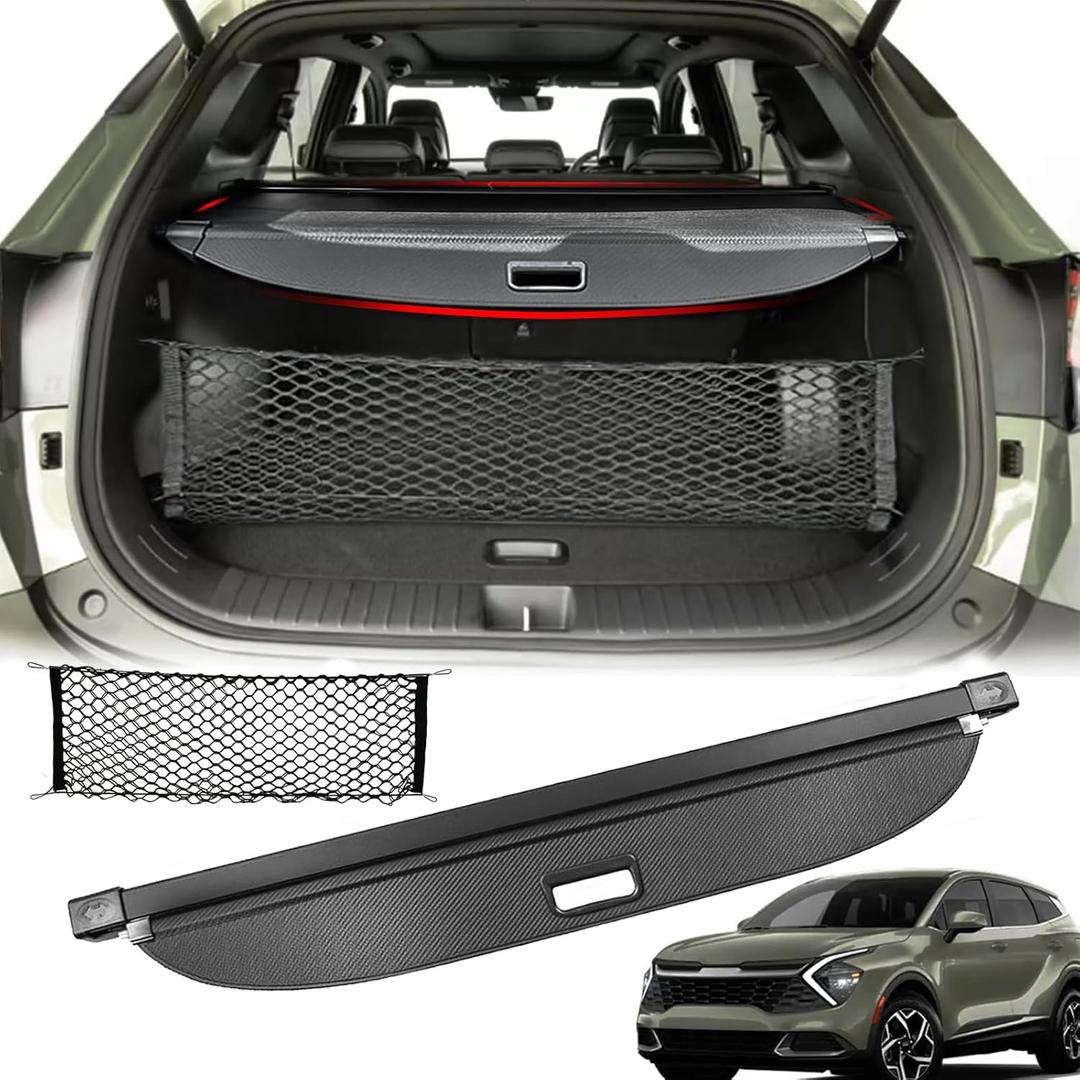 Cargo Cover for Kia Sportage 2026 2025 2024 2023 Accessories,Carbon Fiber Texture Retractable Trunk Cover Privacy Screen Security Shield Shade for 2023-2025 2026 Kia Sportage Accessories