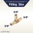 LTWFITTING Brass Barb Tee Fitting 3/8-Inch ID Hose for Water Fuel Boat(Pack of 20)