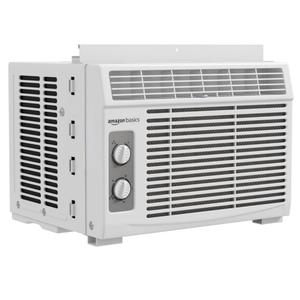 Amazon Basics 5000-BTU Window Air Conditioner with Quiet Operation, Up to 150 Sqf, Cool and Fan Functions, Washable Filter, Adjustable Window Kit, Intuitive Mechanical Controls, for Small Room, White