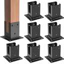 ORIGLE 4×4 Post Base 8Pcs,Inner Size 3.58"x3.58" Post Brackets, Heavy Duty Powder-Coated Post Anchor Matte Black Wood Post Brackets for Pavilion Deck Railing