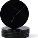 Koville Marble Coaster Set of 4, Round Coasters, 4" Stone Coaster for Drinks Coffee, White Marble Coasters for Coffee Table Home Bar Decor, Heat Resistant, Gift Choice(Black)