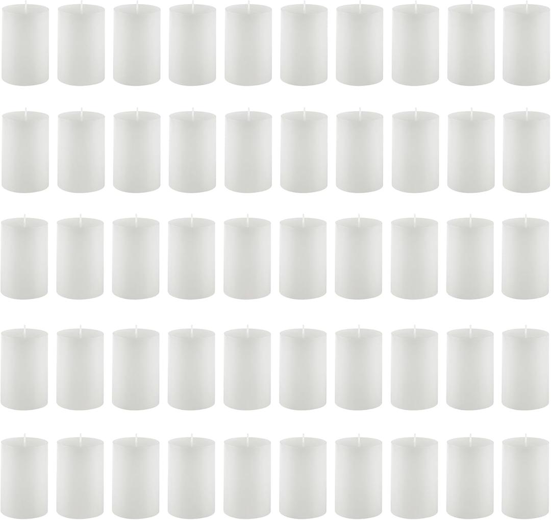 Housecret 50 Pack 2" D x 3" H (20 Hour Burn Time) White Unscented Votive Candles, Hand Poured Wax Candle Ideal Gifts for Weddings Birthdays Christmas Holidays Party