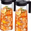 Amazing Abby - Slim - 2-Pack Tritan Pitcher (64 oz), Unbreakable Plastic Water Pitcher with Lid, BPA-Free, Heat-Resistant, Dishwasher-Safe, Great for Both Iced and Hot Drinks, Black