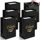 Yungyan 6 Pack Graduation 13 Gallon Disposable Trash Cans Black Gold Checkered Portable Reusable Cardboard Garbage Bins with 15 Trash Bags for Class of 2026 Graduation Party School 21.6" x 13.5" x 10"