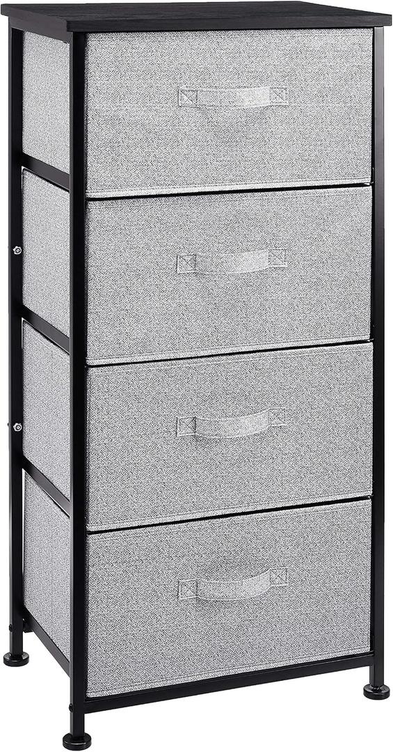 Amazon Basics Fabric 4-Drawer Storage Organizer Unit for Bedroom Closet, Black