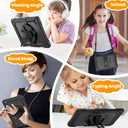 SEYMAC stock Case for Samsung Galaxy Tab A9 8.7'', Full-Body Drop Protection Case with Screen Protector Pencil Holder [360 Rotating Hand Strap] &Stand, Black