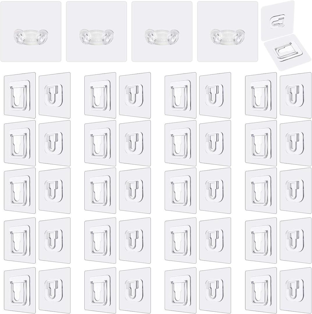 Double Sided Adhesive Wall Hooks,24 Pack Self Adhesive Hooks,Suitable for Hanging and Organizing (Transparent)