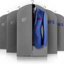5 Pack 40-inch Suit Bag Garment Bag for Travel and Storage, Garment Bags for Hanging Clothes with Zipper and Visible Transparent Window, Gray