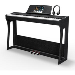 Rhymo 88 Keys Weighted Keyboard Piano, Full Size Hammer Action Digital Piano with Speakers, Wooden Upright Digital Piano, Electronic Piano Keyboard with Furniture Stand Suitable for Beginners