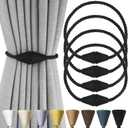 4 Pack Magnetic Curtain Tiebacks Rope Modern Handmade Curtain Tie Backs Decorative Drapes Weave Holdbacks for Window Dcor, Black