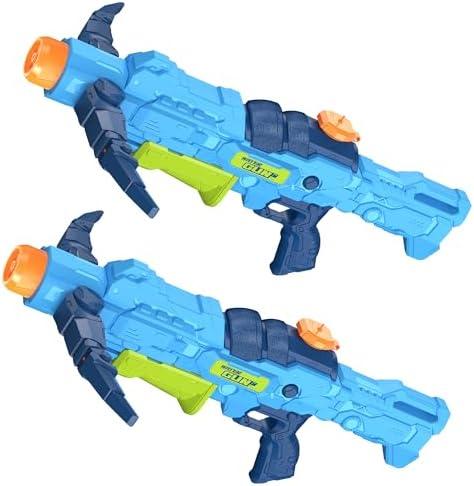 2 PCS Water Gun for Kids, Super Squirt Guns Water Soaker Blaster - 2 Nozzle, 4 Shooting Modes Switch - Crossbow Design - 26 Ft Long Shooting Range - Summer Toys Gun for Boys Girls Adults Outdoor Pool