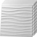 Art3d 12 Pack 3D Wave Design Wall panels 19.7"x19.7" PVC Panel for Interior Wall Decor Living Room, Office, TV Background, White