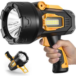 LBE Rechargeable Spotlight, Super Bright 2,000,000 Lumens Led Flashlight Handheld Spot Lights Outdoor with Cob Light, 10000Ah Long Lasting Large Spotlight for Hunting Boating Camping