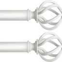 2 Pack Curtain Rods for Windows 48 to 84 Inch, USFOOK 7/8 Inch Telescoping Splicing Drapery Rods with White Twisted Cage Finials